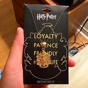 Hufflepuff Crest Gold Metal Necklace